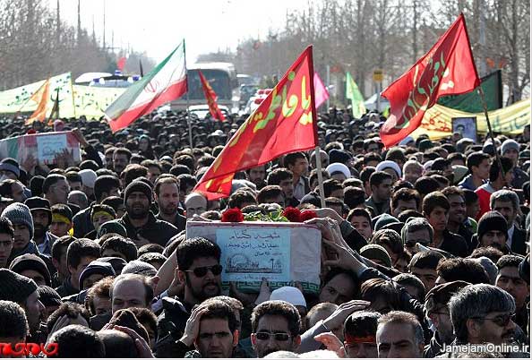 تشییع پیکر پاک شهدای گمنام دفاع مقدس در گلبهار مشهد