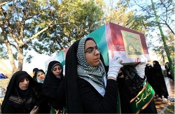 تشییع و خاکسپاری دو شهید گمنام در دانشکده فنی دختران ولی عصر(عج)