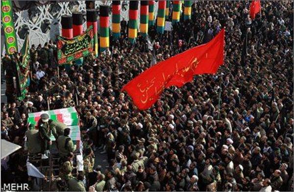 تشییع 5 شهید گمنام در میدان امام حسین(ع)