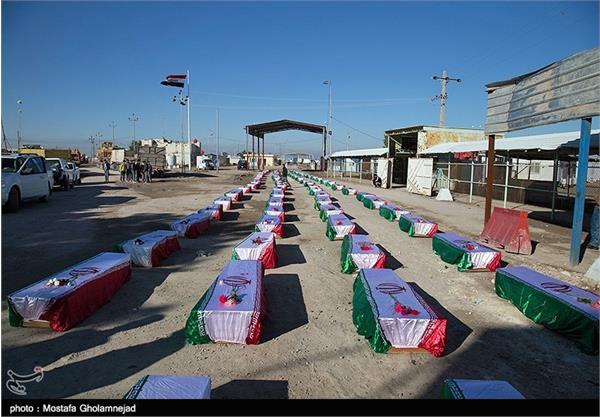 تبادل پیکر ۹۳ شهید در مرز شلمچه - خوزستان