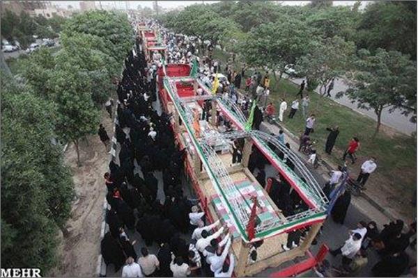 تشییع 96شهید دوران دفاع مقدس درشهر اهواز