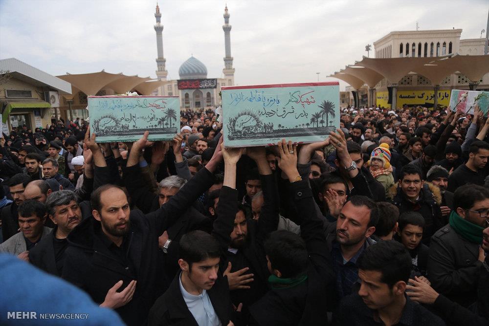 مراسم تشییع ۵ شهید گمنام و ۳ شهید مدافع حرم در قم 1