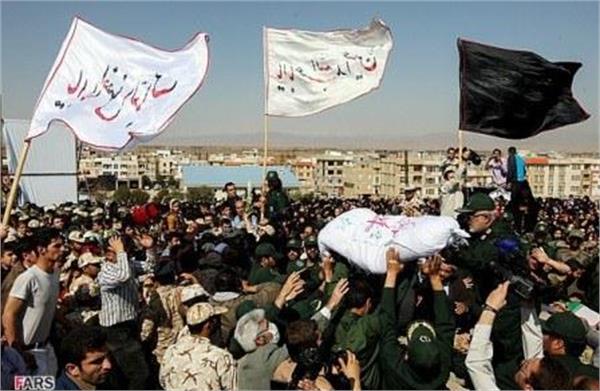 تشییع و خاکسپاری دو شهید گمنام در شهر اقبالیه قزوین