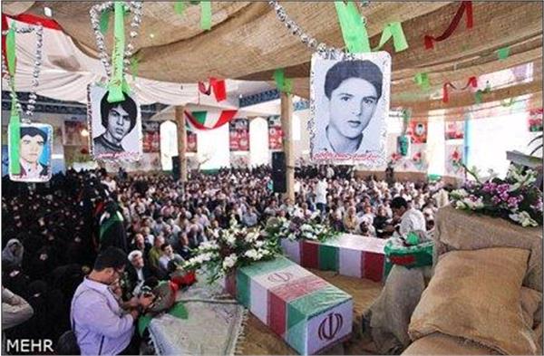 تشییع و خاکسپاری شهدای گمنام در شهر طرقبه استان خراسان رضوی