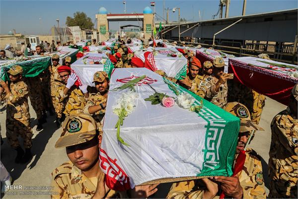 ورود پیکر ۴۸ شهید تازه تفحص شده دفاع مقدس از مرز شلمچه 8