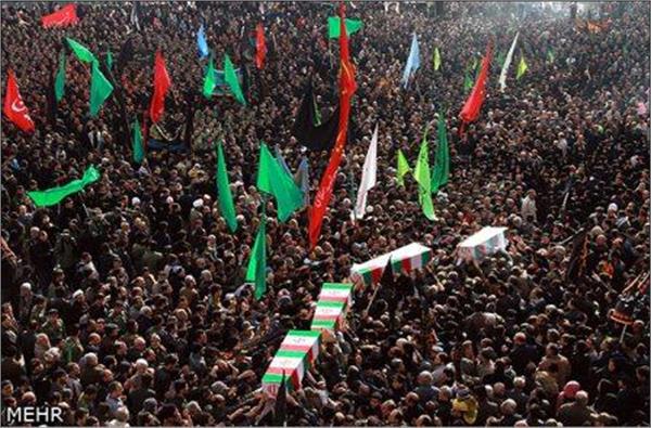 تشییع 5 شهید گمنام در میدان امام حسین(ع)