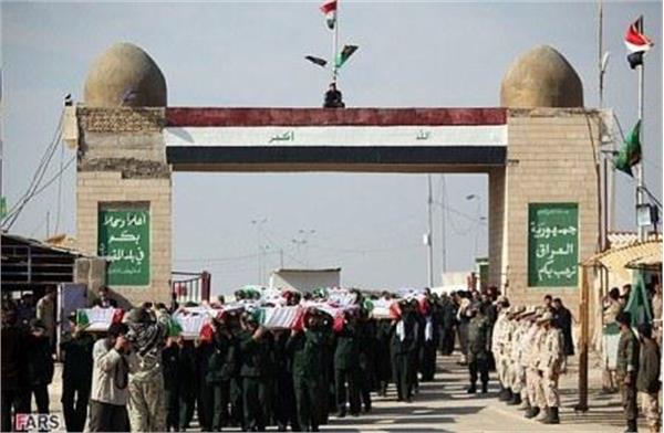 مراسم تبادل شهدا جنگ هشت ساله در شلمچه