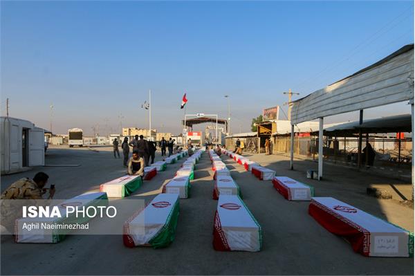 استقبال از پیکر ۵۵ شهید تازه تفحص شده دوران دفاع مقدس در مرز شلمچه 1