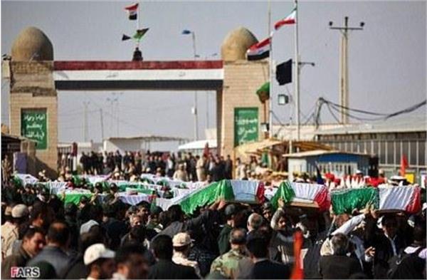 مراسم تبادل شهدا جنگ هشت ساله در شلمچه
