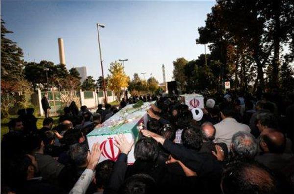 تشییع و خاکسپاری دو شهید گمنام در سازمان انرژی اتمی تهران