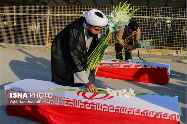 استقبال از پیکر ۵۵ شهید تازه تفحص شده دوران دفاع مقدس در مرز شلمچه 5