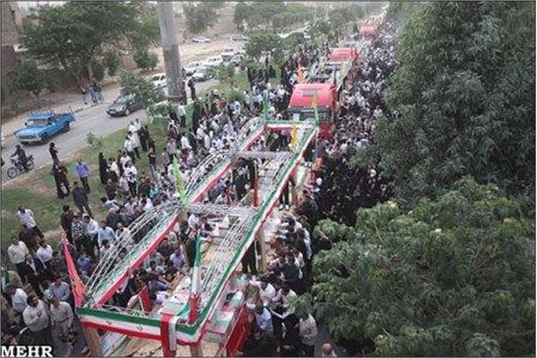 تشییع 96شهید دوران دفاع مقدس درشهر اهواز