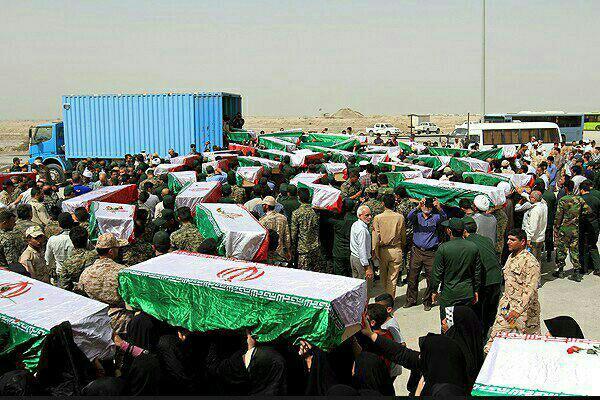 ورود پیکر مطهر ۵۵ شهید دفاع مقدس - شلمچه 57