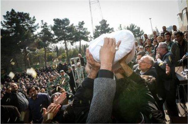 تشییع و خاکسپاری دو شهید گمنام در سازمان انرژی اتمی تهران