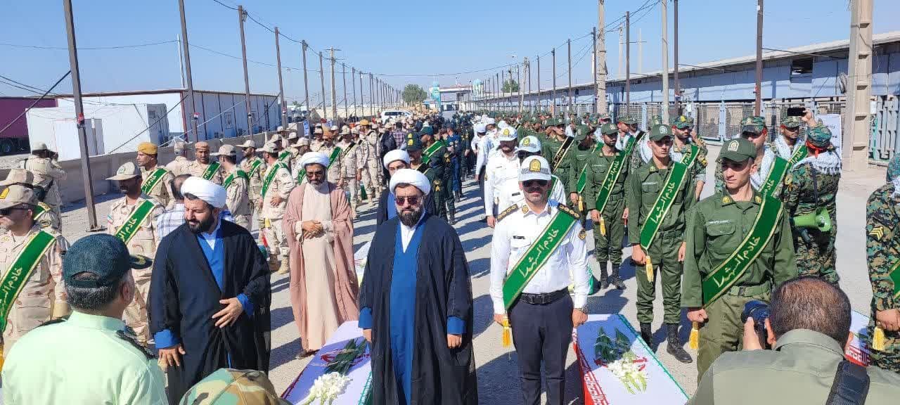ئین استقبال از پیکرهای مطهر ۹۸ شهید تازه تفحص شده مرز شلمچه-7 آبان 1403 9